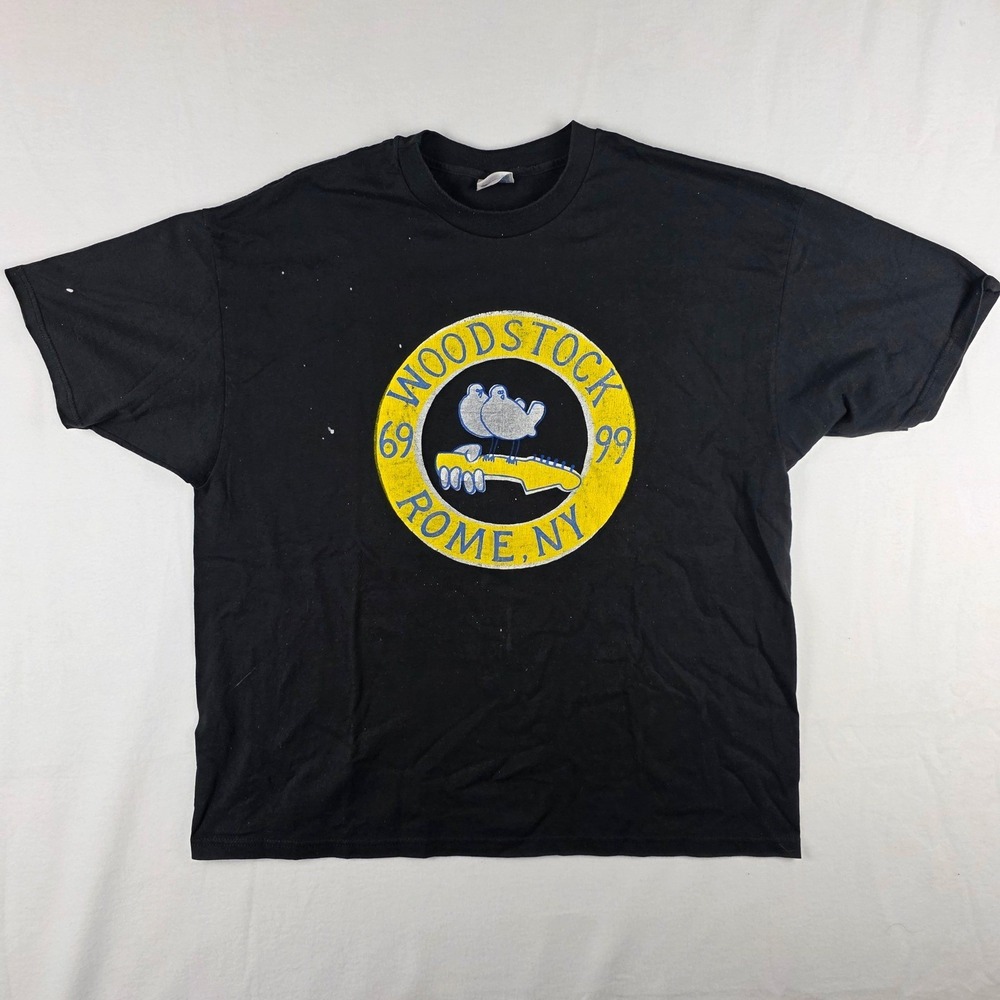Vintage Woodstock 99 Rome NY T-Shirt Hanes Heavyweight XXL Black Concert Tee